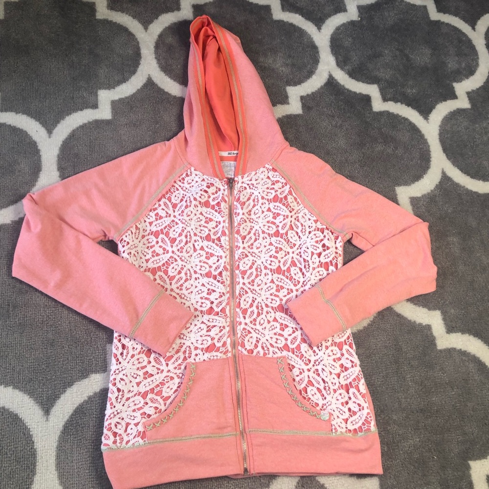BKE Buckle Jacket Lounge Womens Small Full Zip Lace Hoodie